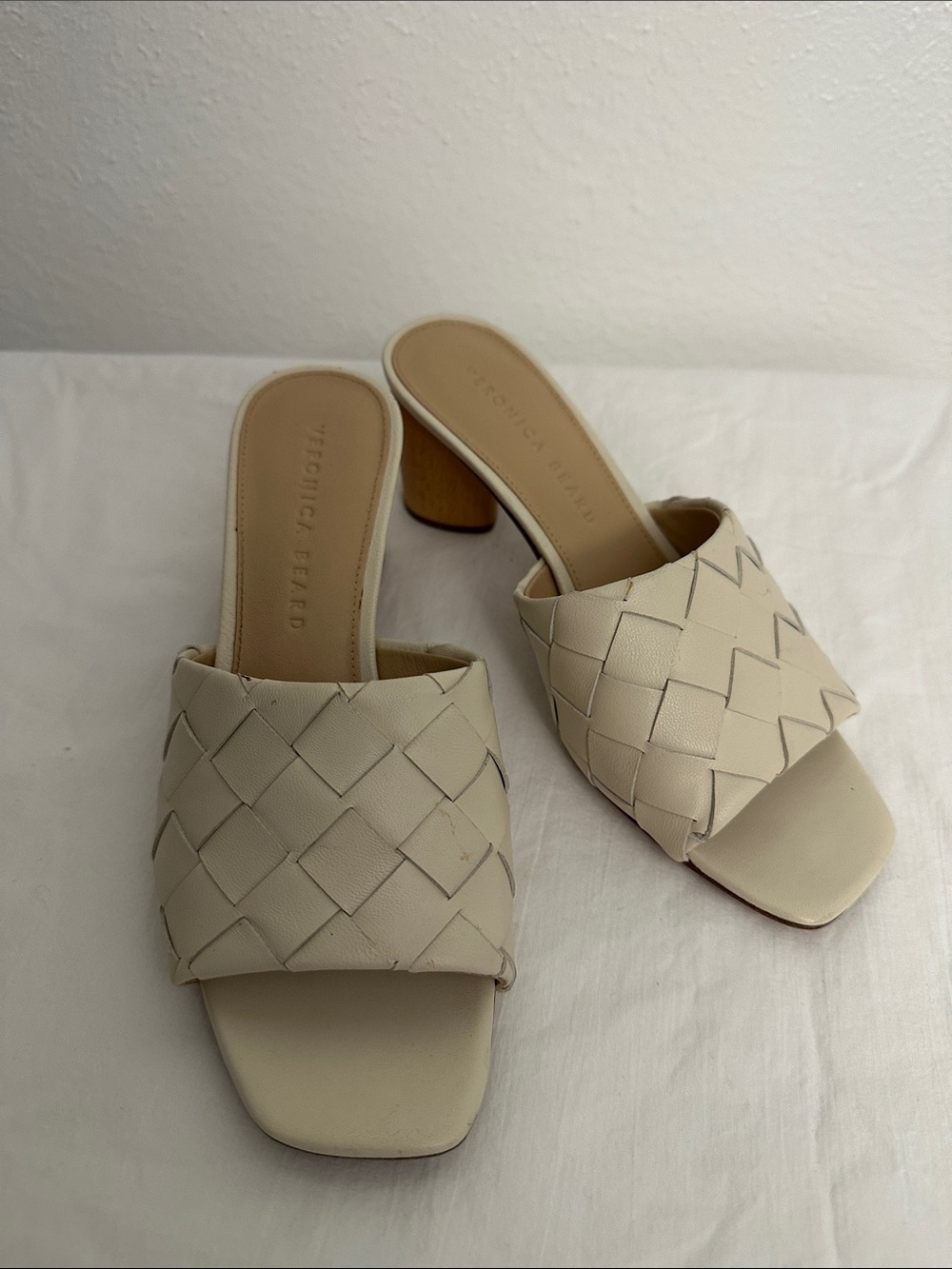 Veronica Beard Kiele Woven Leather Open Toe Mule